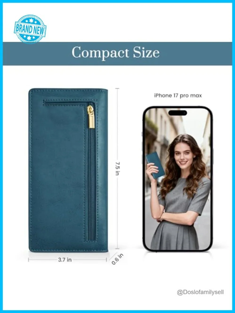 RFID Blocking Faux Leather Womens Slim Wallet with Zipper Pocket